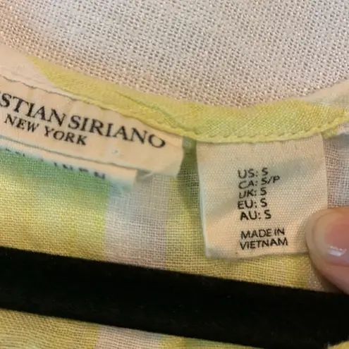 Yellow and white linen shirt, size S, 100% linen