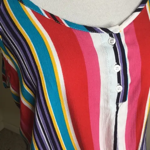 Full Tilt  Red Multicolor Stripes Spaghetti Strap Tie Front Summer Top M