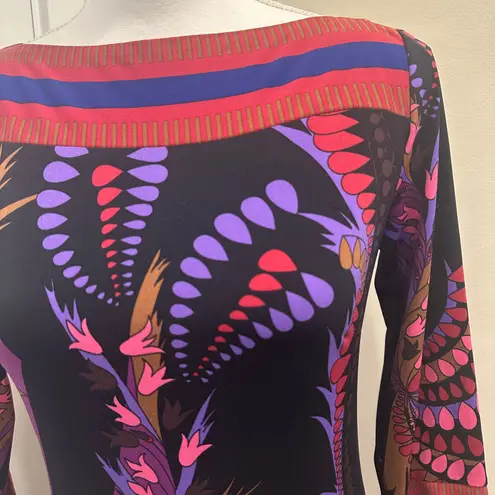 Ali Ro Pink Multicolor Abstract Stretch Jersey Shift Dress Art to Wear Mod Retro