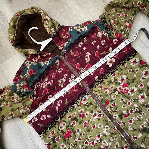 Cellabie Floral Jacket bohemian full zip hooded womens Green (large) colorful