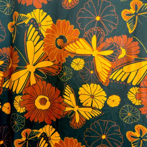 Earthbound Trading Co Retro Print Long Sleeve Pajama Top Women’s Size L Brown Size L