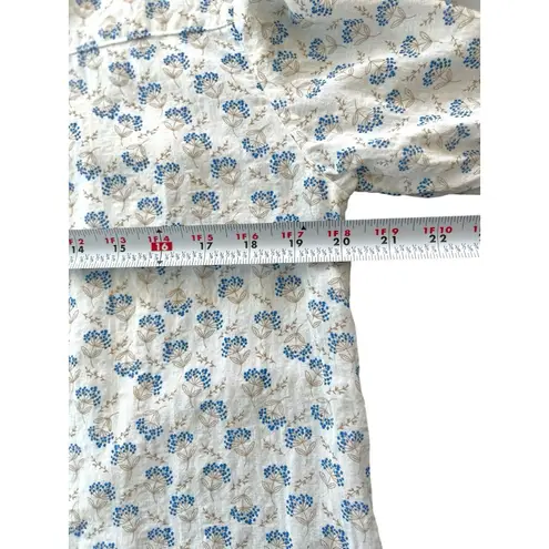 Kori America Peasant Popover V Neck Long Sleeve Shirt Small Cottagecore Coquette White