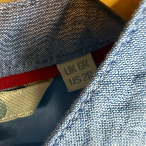 Boden USA Boden Chambray Blue Cotton V Neck Pocket Shift Dress Womens US 2R Resortwear