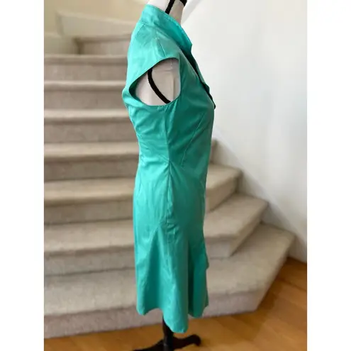 Akris Punto Turquoise Green Asymmetric Zip Fit & Flare Sheath Dress