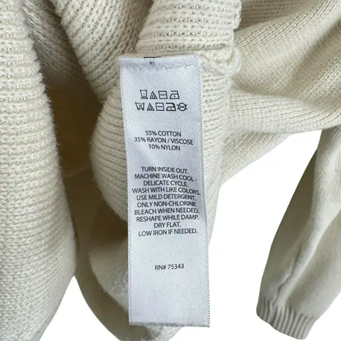 Cambridge Dry Goods Cream Half Zip Cotton Blend Mock Neck Cozy Preppy Sweater S Size M