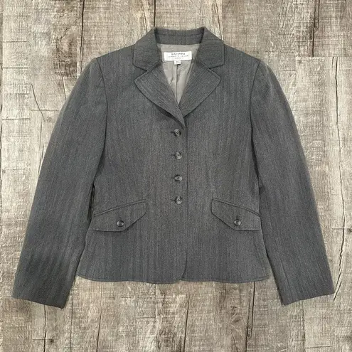 Tahari ASL Blazer Women's Size 6P Gray Lined Career Work Jacket Office Wear