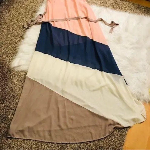 YA Los Angeles color block sleeveless maxi dress size Small Halter Style Top