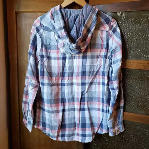 Boston Traders Shirt Blue Plaid Lightweight Hoodie New S