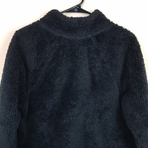 Calvin Klein Performance Women’s Teddy Sherpa Fleece Cropped Quarter Zip Sweater Black Size L