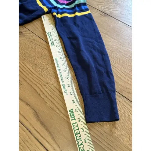 Lands End Cardigan Size Small Multicolor Colorblock Stripe Open Top Preppy City