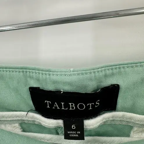 Talbots  Mint Green Flat Front Side Zip Cropped Heritage Pants Women's Size 6
