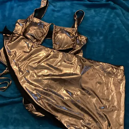 One Piece Swimsuit ,Cutout High Cut Monokini Dark Gold Halter With Wrap