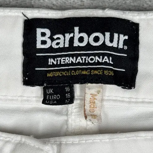 Barbour International White Vision Jeans Skinny Fit Motorcycle Style Size 12