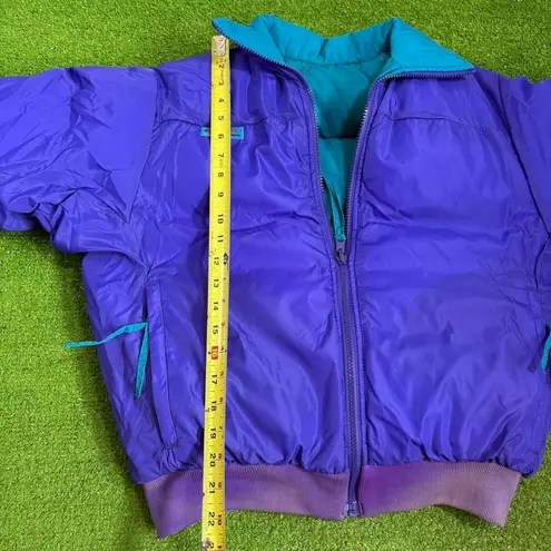 Columbia 90s Sz M Women's Puffer Ski Jacket Reversible Purple/Teal Radial Sleeve Purple Size M