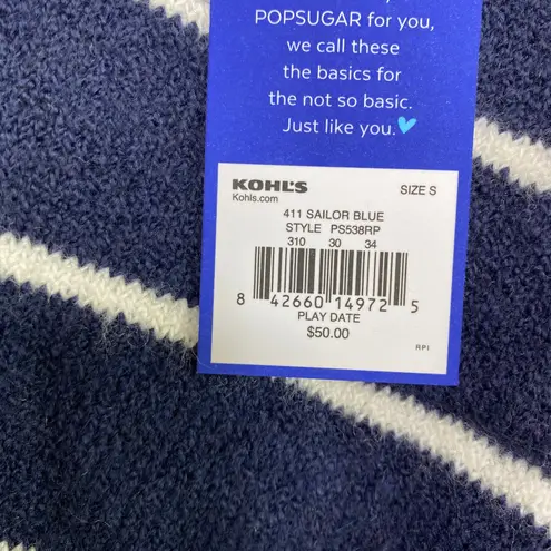 Popsugar Sailor Blue Striped Round Neck Knit Sweater Women's Size Small S NWT - Image 5
