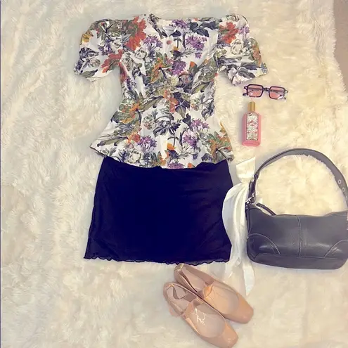 Karin Stevens Vintage Cottage Core Floral Short Sleeve Blazer