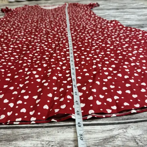 Brand Unknown Women's Midi Heart Dress XL Extra Large Wine Red White Pullover