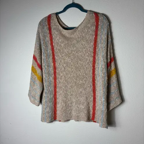 Dokotoo Womens Fall Crewneck 3/4 Sleeve Striped Lightweight Sweater size Large Red - Image 2