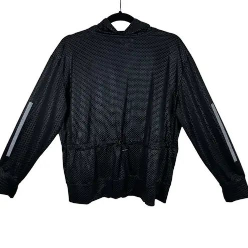 Nine West  Active Black Full Zip Lightweight Sheer Athletic Jacket Pockets Size M