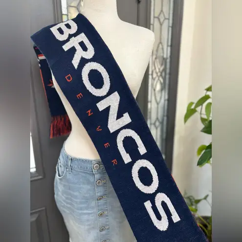 Forever Collectibles Denver Broncos NFL Navy & Orange Reversible Knit Scarf Blue