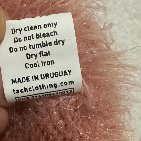 TACH Pink Boxy Crop Top with Fuzzy Texture Size S