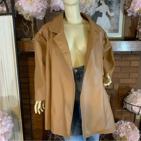 Ashley Stewart BROWN FAUX LEATHER BELT CLOSURE LIGHTWEIGHT JACKET NWT (30)