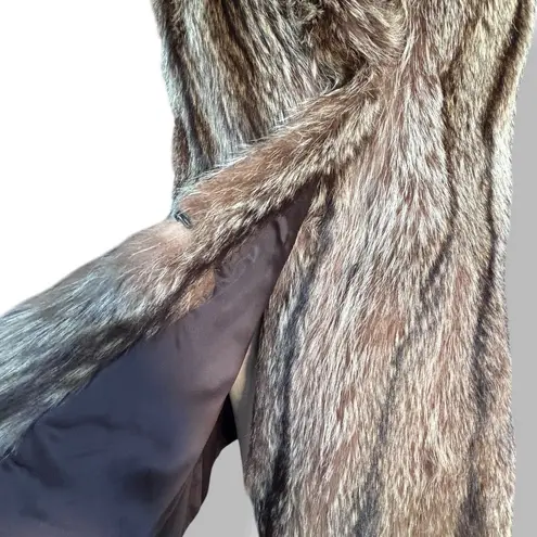 Vintage 1970s Mano Swartz Raccoon Fur Vest Brown Real Fur Long Women’s Large