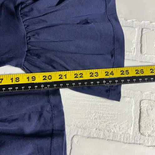 Matilda Jane Big Ruffle Pants Women Small Navy Blue Wide Leg Cotton Pull On Crop