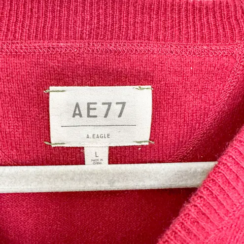 NWT AE77 Cashmere Crew Neck Sweater Red Size Large Minimalist Classic Preppy
