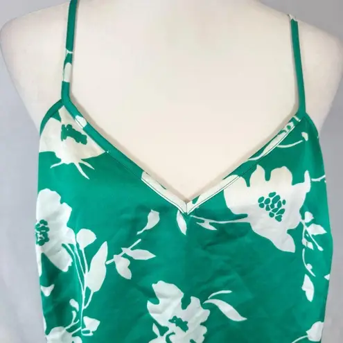 J.Crew  emerald green and white floral satin cami top size 10 thumbnail 2