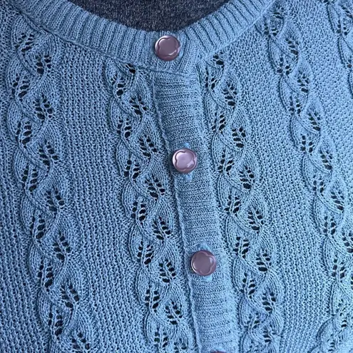 Vintage Blue Castleberry London NY  Cable-Knit Cardigan