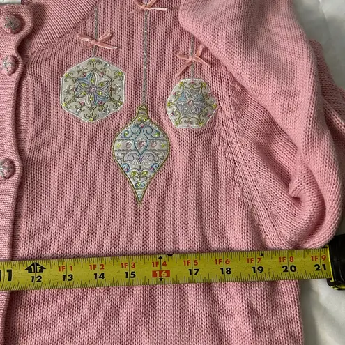 draper's & damon's Draper’s and Damon’s Petite Large Pink button up Cardigan with Ornament Accents