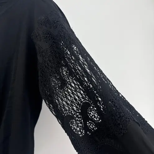 Molly Bracken Black Lace Sleeve Sweater Top XL Long Sleeve Pullover Mixed Media