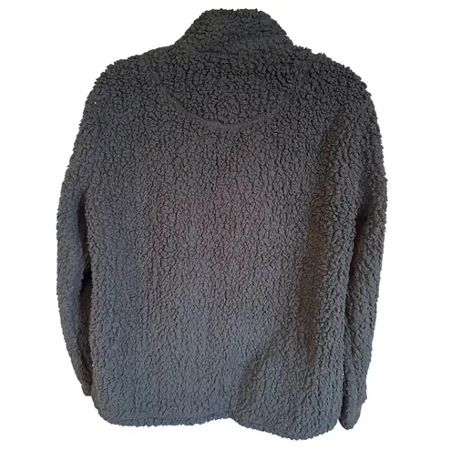 Boxercraft Womens Large L Sherpa Fleece Jacket Full Zip Black Cozy