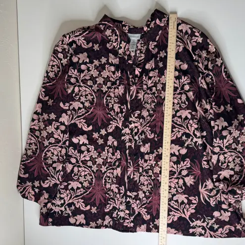 Catherines Floral Button Down Blouse Size 4X Long Sleeve Boho Romantic Everyday
