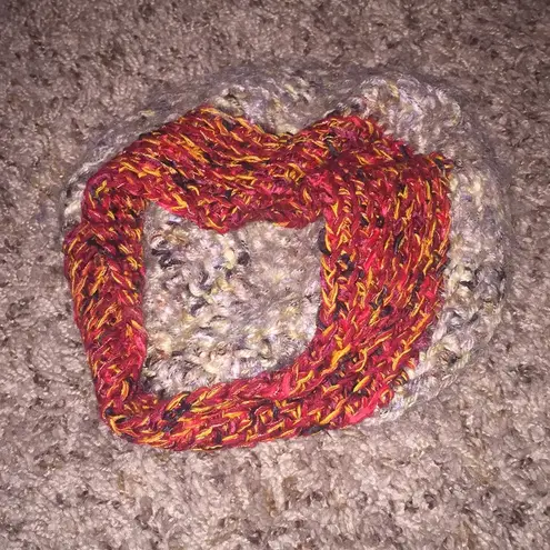 Gray & Red Cozy Fuzzy Warm Handmade Knit Hat NWOT