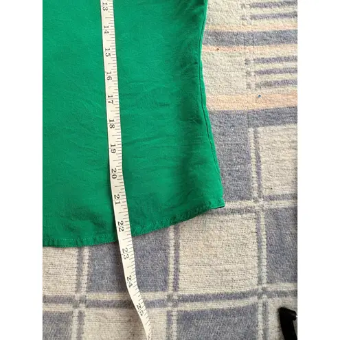 80s VTG Bethany Silk Top Short Sleeve Green Blouse Pocket Casual Career Small