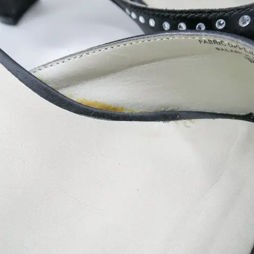 Metaphor Vintage Y2K Black Satin Rhinestone Heels