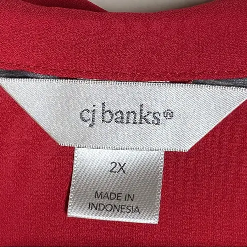 cj banks Button Down Blouse Top Red Size 2X