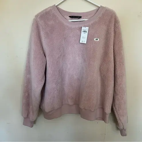 Abercrombie & Fitch  Pink Sherpa Fleece Fluffy Fuzzy Crewneck Sweater NWT Sz XL