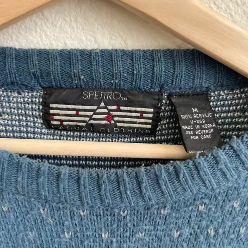 Vintage 90s Coogi Vibes Blue Grey Fair Isle Holiday Grandpa Chunky Sweater Size M