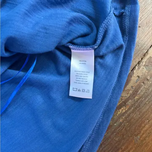 NWT Lilla P Elastic Waist Split Neck Flowy Dress ~ Size Large 💛🍄 Blue