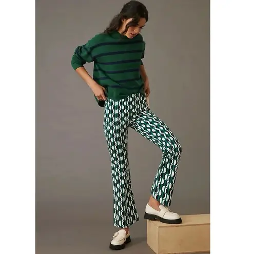 Maeve Anthropologie Margot Kick Flare Pants S Geometric Print Retro 70s Y2K