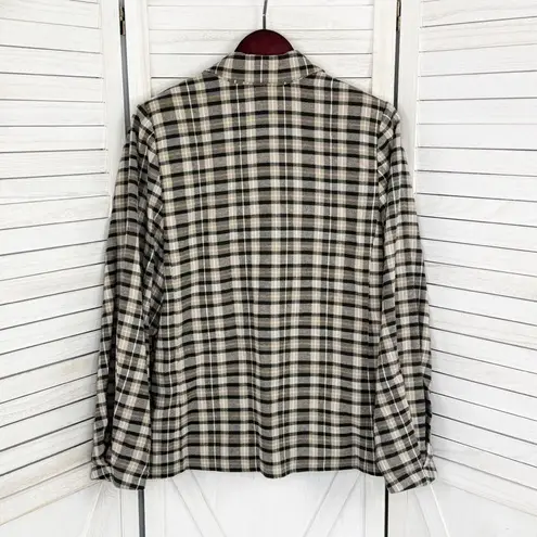 Free People  Luminary Plaid Flannel Oversized Blazer Neutral Tan Small