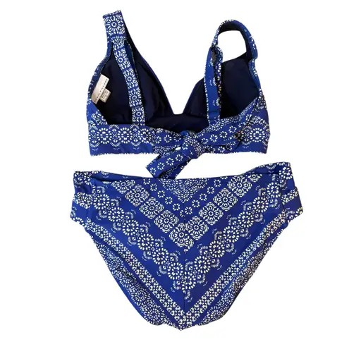 Robin Piccone Isla Bikini in cornflower blue. Floral Print Tie Back Swim Top S