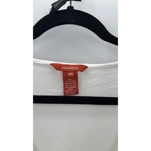 Sundance Linen Tiered off White Fit Flare Boho Layering Midi Tank Dress size PM