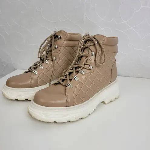 Jane Quilted Just Fab Womens Boots Sz 7 Brown Ankle Cut Lace