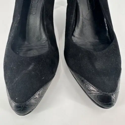 Jil Sander Women's Velvet Leather Trim Pointed Toe Pump Heel Shoes Black Size 36