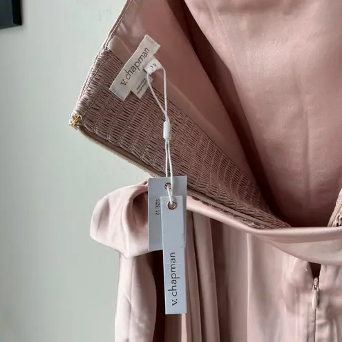 NEW V. Chapman Dress June Rose Pink Satin Strapless Corset Maxi Gown Size 12