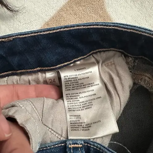 L'Agence Marguerite High Rise Skinny Jeans Dark Wash Denim Size 24